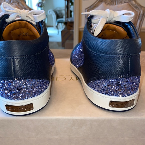 ❤️ Authentic Brand New Jimmy Choo Sneakers, Navy Blue with Blue Crystal Stones - Picture 11 of 11